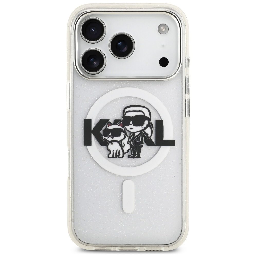 foto_add-330338 Original Pouch KARL LAGERFELD IML Glitter Karl & Choupette Sketch Logo Magsafe for Iphone 17 Pro transparent