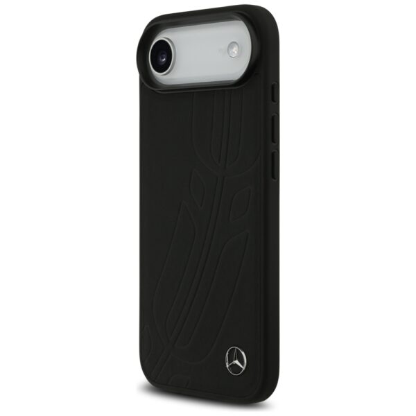 Original Case MERCEDES Leather Large Laurel Leave MagSafe for Iphone 17 Air black