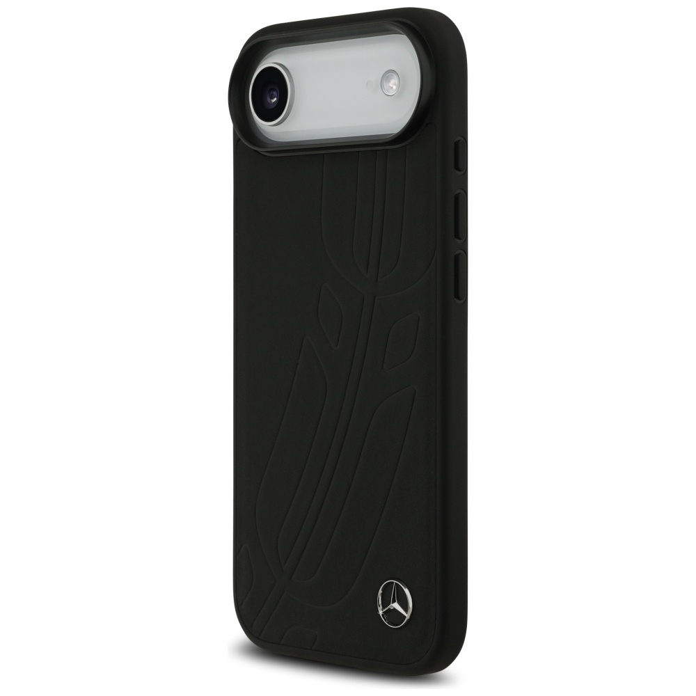 Original Case MERCEDES Leather Large Laurel Leave MagSafe for Iphone 17 Air black