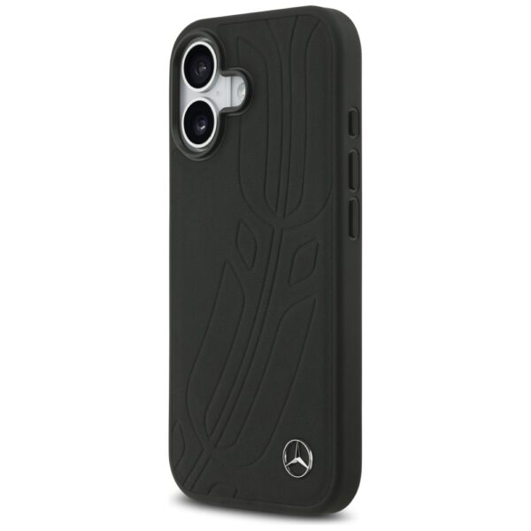 Original Case MERCEDES Leather Large Laurel Leave MagSafe for Iphone 17 black