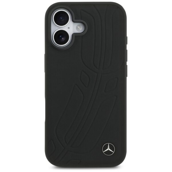 Original Case MERCEDES Leather Large Laurel Leave MagSafe for Iphone 17 black