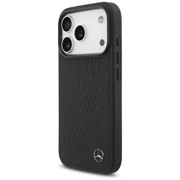 Original Case MERCEDES Leather Large Laurel Leave MagSafe for Iphone 17 Pro black
