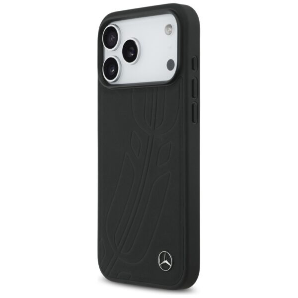 Original Case MERCEDES Leather Large Laurel Leave MagSafe for Iphone 17 Pro Max black