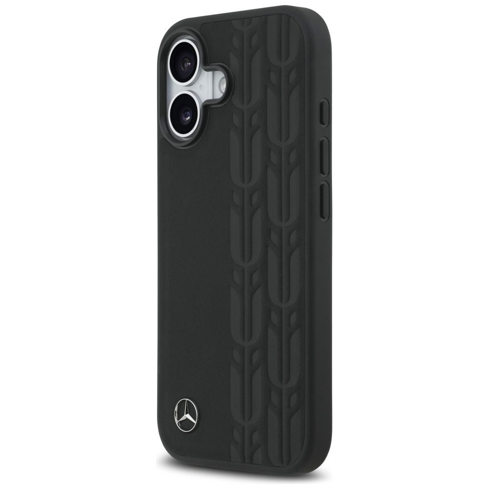 Original Case MERCEDES Leather Laurel Leaves MagSafe for Iphone 17 black