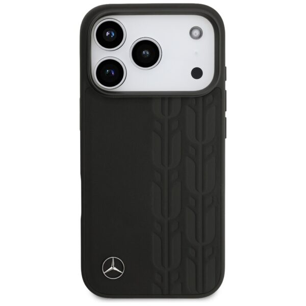 Original Case MERCEDES Leather Laurel Leaves MagSafe for Iphone 17 Pro black