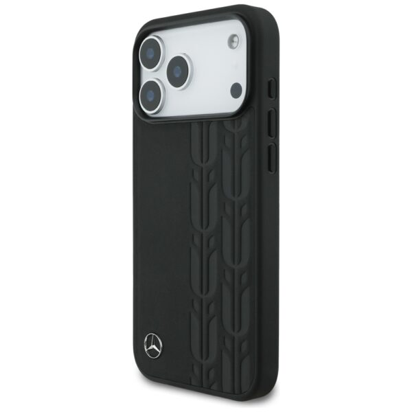 Original Case MERCEDES Leather Laurel Leaves MagSafe for Iphone 17 Pro Max black