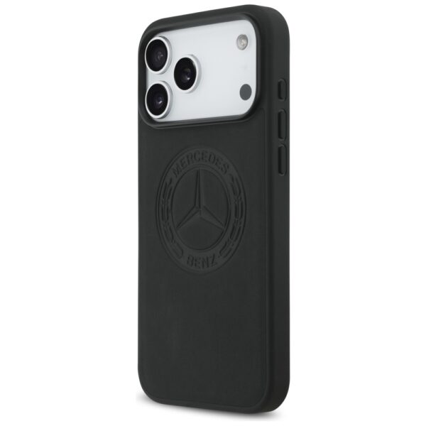 Original Case MERCEDES Leather Vintage Logo MagSafe for Iphone 17 Pro Max black