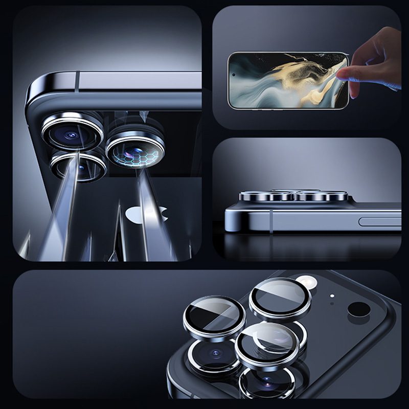 Rock Tempered glass Pure Series Camera Lens on camera for Iphone 17 (lens 2 pieces) black