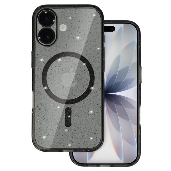 Glitter Magsafe Case for Iphone 17 black clear