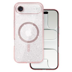 Glitter Magsafe Case for Iphone 17 Air pink clear