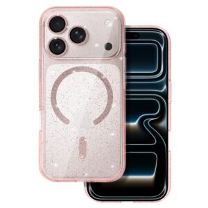 Glitter Magsafe Case for Iphone 17 Pro Max pink clear