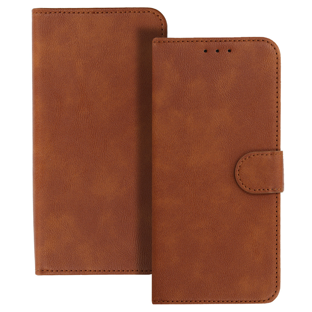 COMMON Universal Book Case (SIZE L) for Iphone 6 Plus/7 Plus/8 Plus/Xs Max/11 Pro Max/Samsung S20 FE/S21 FE/S10 Plus/A10/A32/A54/Xiaomi 12 Lite/Huawei P30 Pro brown