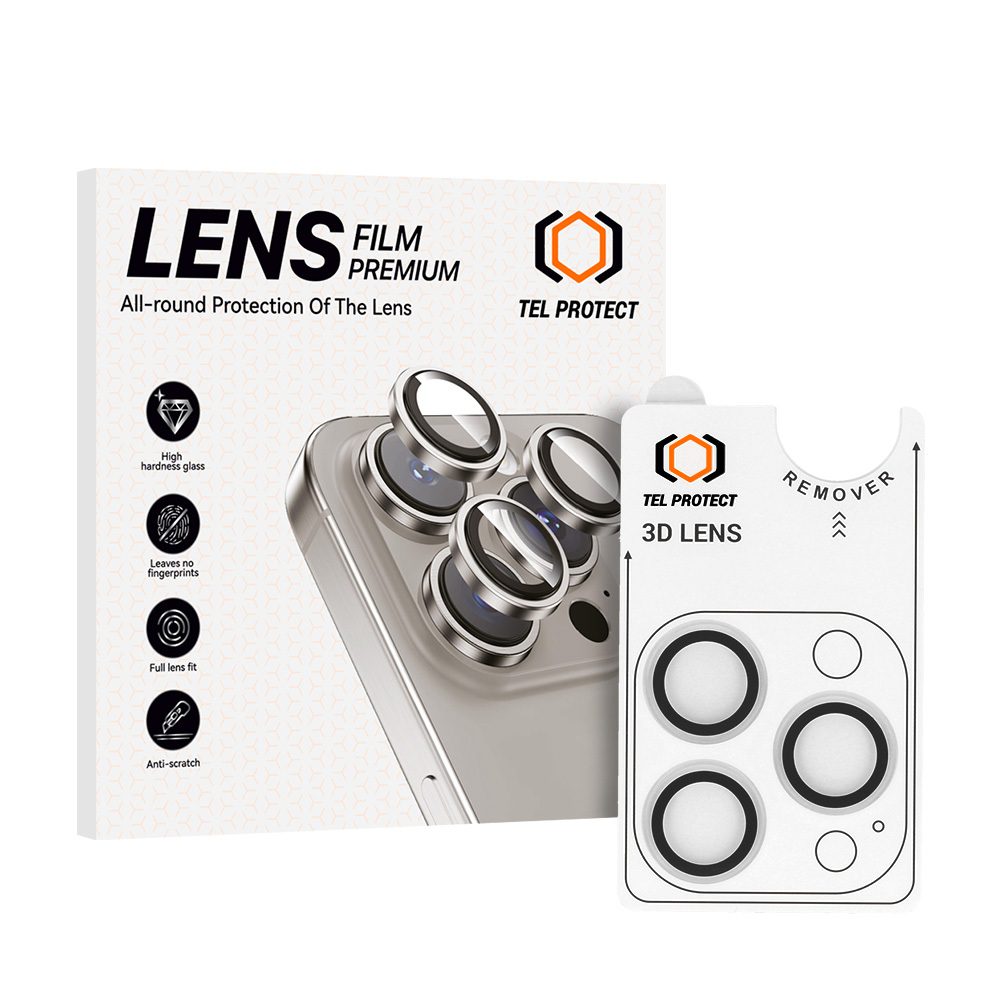 product-103359 Tempered glass Tel Protect 3D Lens on camera for Iphone 17 Pro/17 Pro Max transparent (lens 3 pieces)
