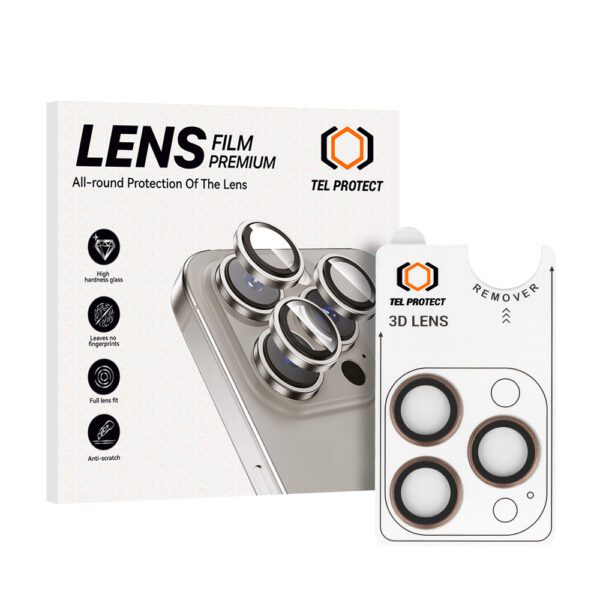 product-103360 Tempered glass Tel Protect 3D Lens on camera for Iphone 17 Pro/17 Pro Max titanium (lens 3 pieces)