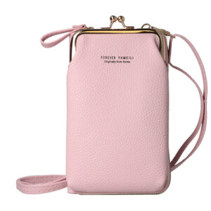 Knitted bag for phone design 2 light pink