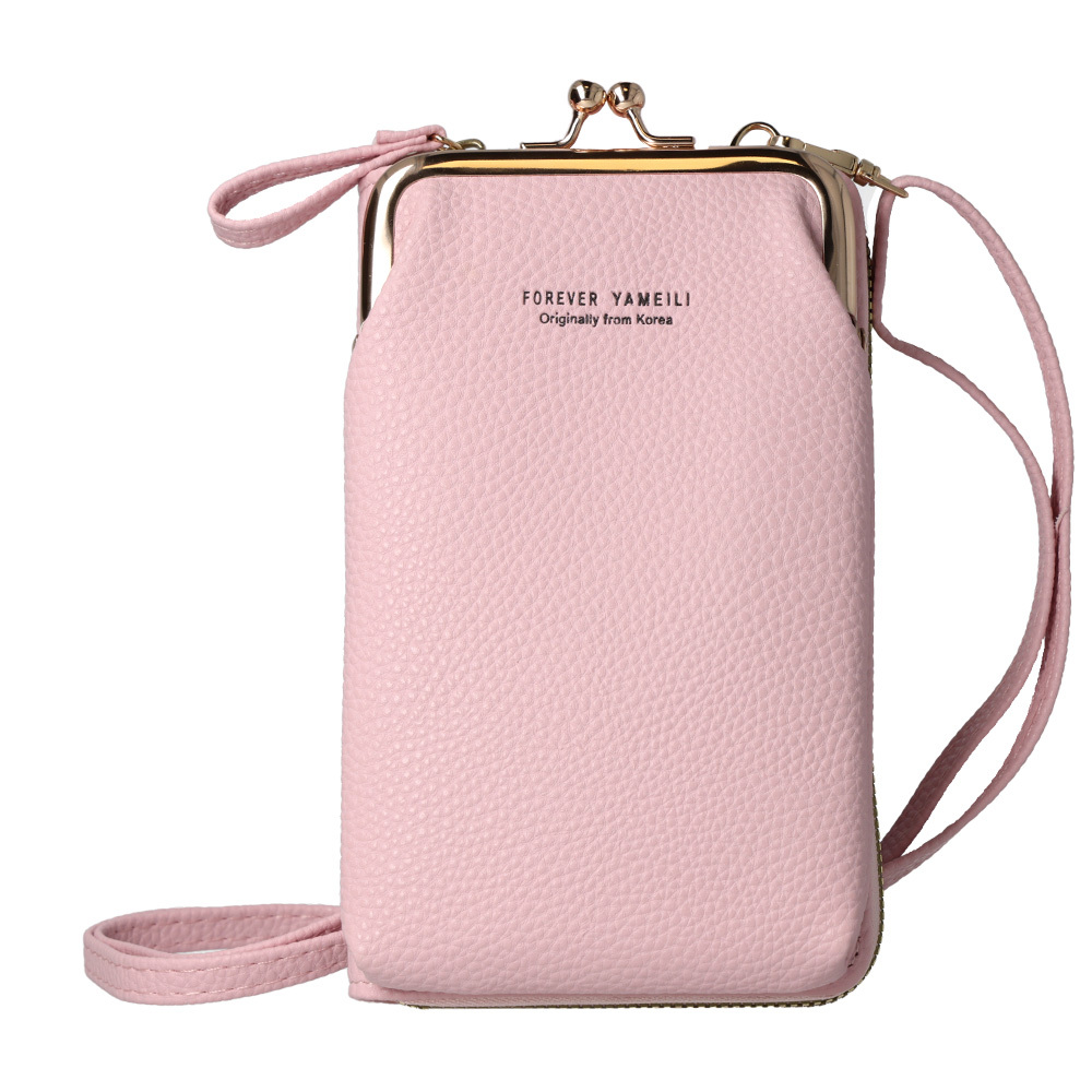 Knitted bag for phone design 2 light pink