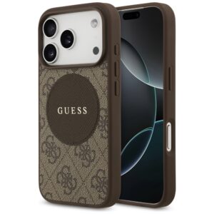 Original Case GUESS 4G Circle Classic Logo MagSafe for Iphone 17 Pro brown