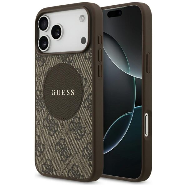 Original Case GUESS 4G Circle Classic Logo MagSafe for Iphone 17 Pro Max brown