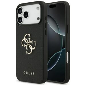 Original Case GUESS Grained Big 4G & Classic Logo for Iphone 17 Pro Max black