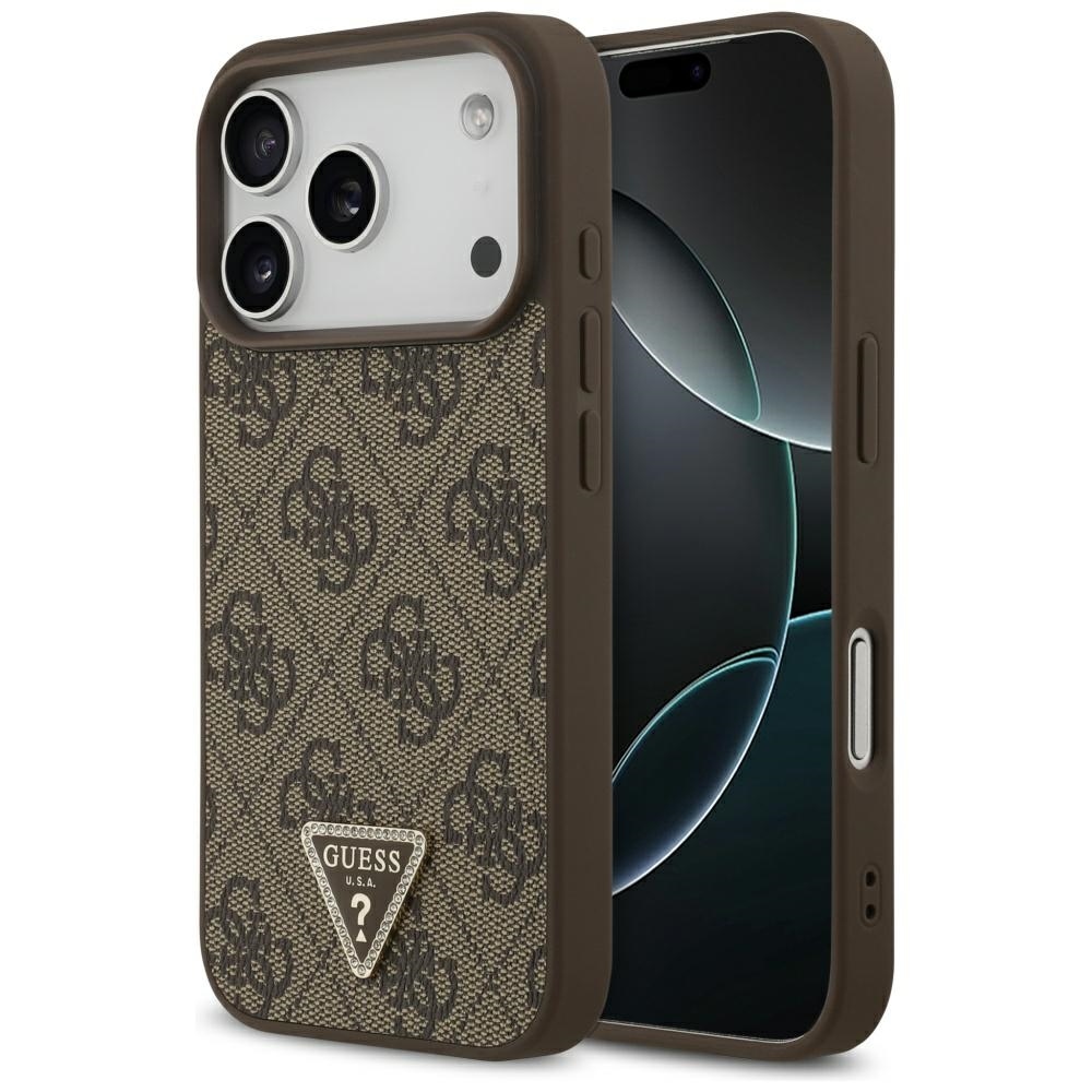 product-104439 Original Case GUESS Leather 4G Triangle Strass MagSafe for Iphone 17 Pro brown