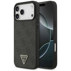 Original Case GUESS Leather 4G Triangle Strass MagSafe for Iphone 17 Pro Max black