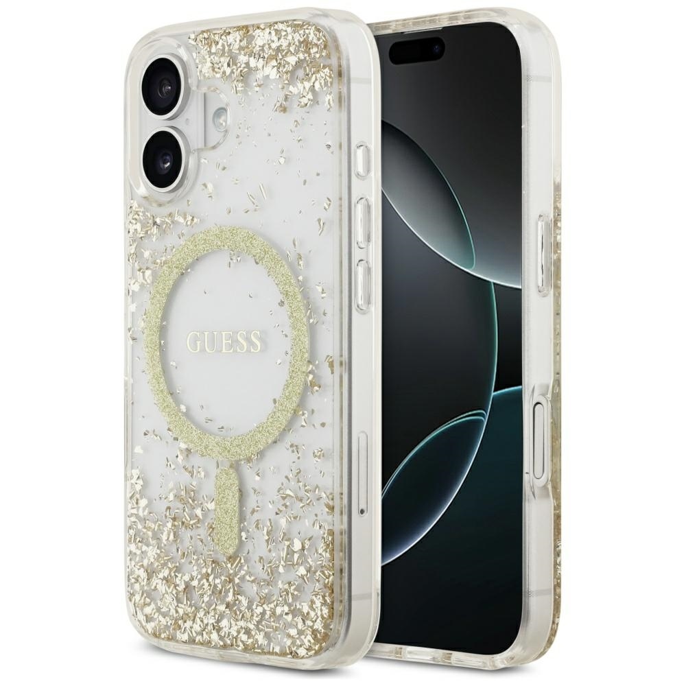 product-104446 Original Case GUESS Resin Bottom Glitter MagSafe for Iphone 17 gold