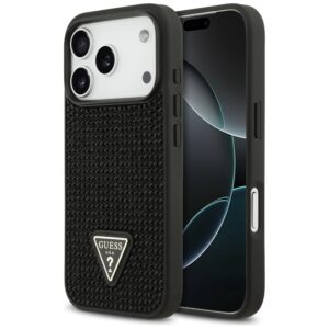 Original Case GUESS Rhinestone Triangle Logo for Iphone 17 Pro black