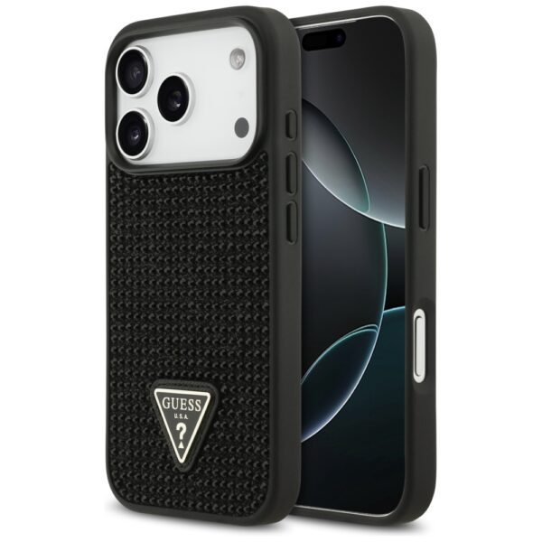 Original Case GUESS Rhinestone Triangle Logo for Iphone 17 Pro black