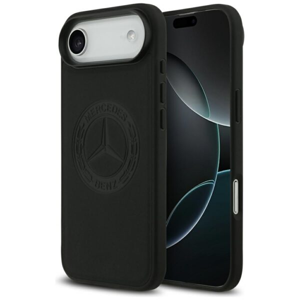 Original Case MERCEDES Leather Vintage Logo MagSafe for Iphone 17 Air black