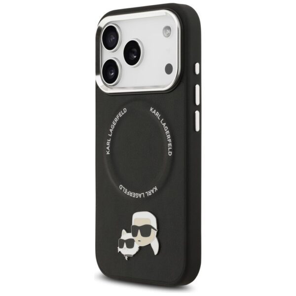 KARL LAGERFELD case for IPHONE 17 Pro compatible with MagSafe KLHMP17LPSMLRKCK (PU K&C Pins) black