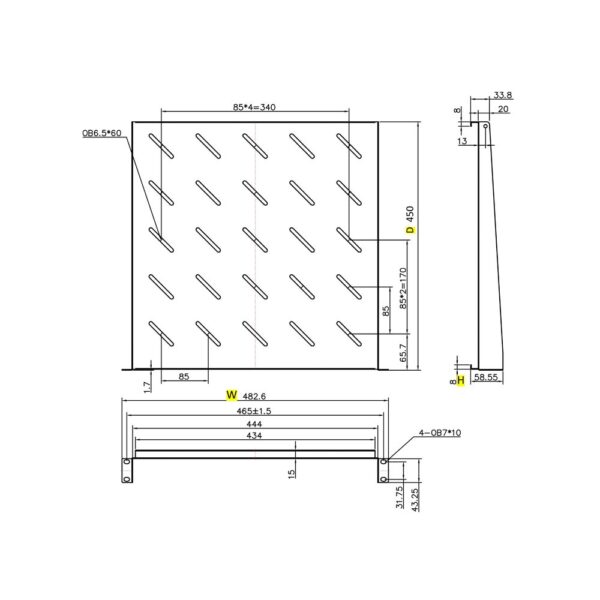 0285353 Ράφι Cantilever 1U Power On CS-1-450 Βάθους 450mm