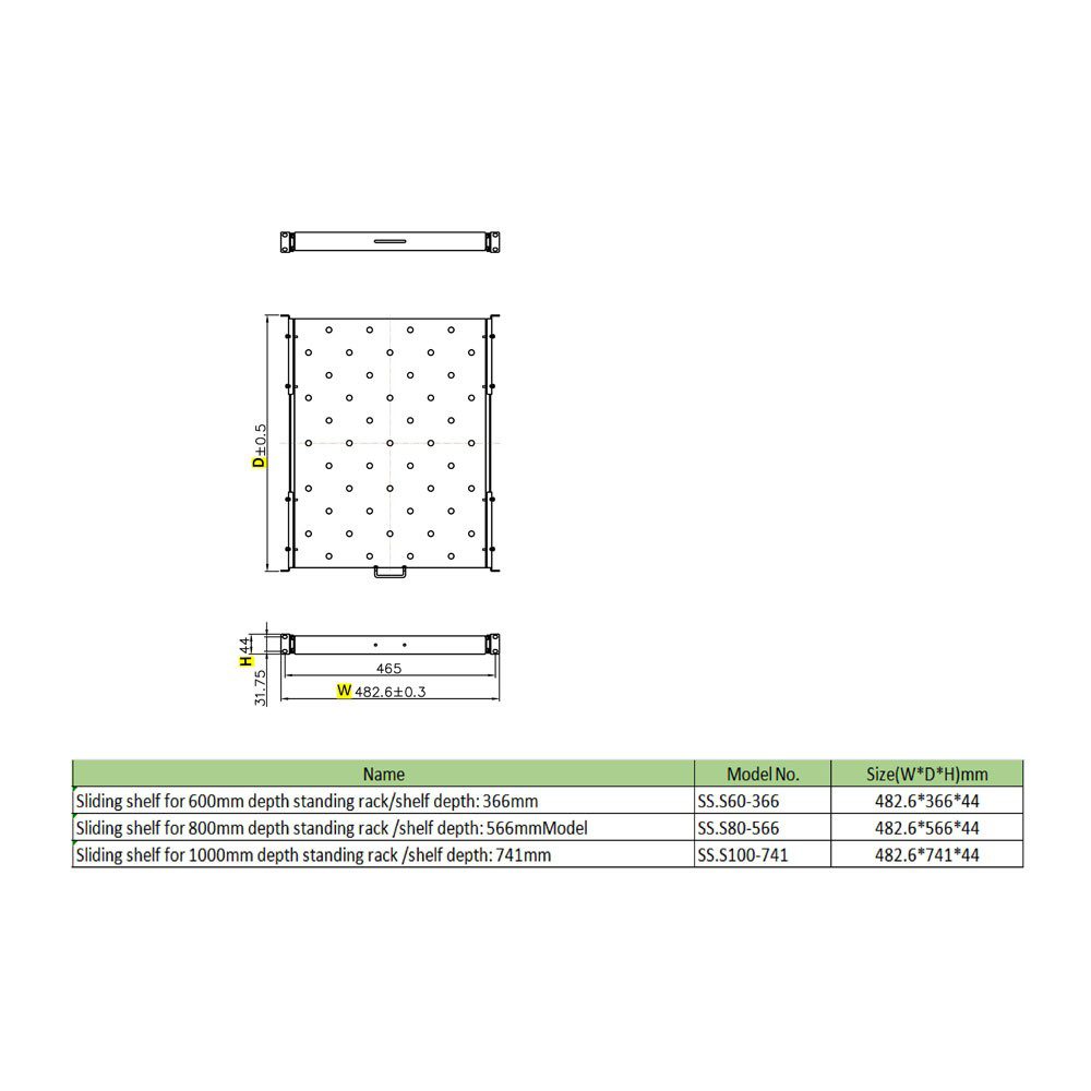 0285361 Συρόμενο Ράφι Power On SS.S60-366 για Επιδαπέδια Καμπίνα Βάθους 600mm