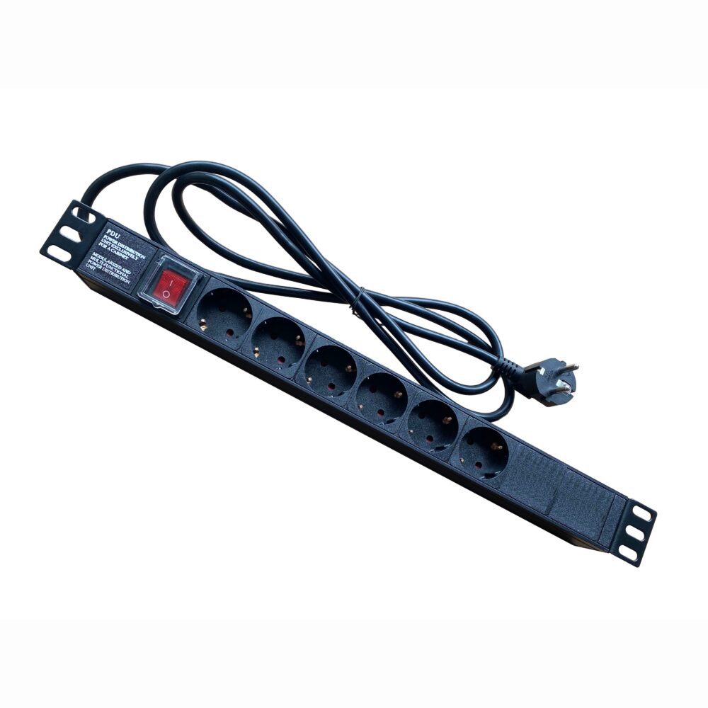 0285376 Πολύπριζο 6 Θέσεων 1U Power On PDU-6 με Διακόπτη