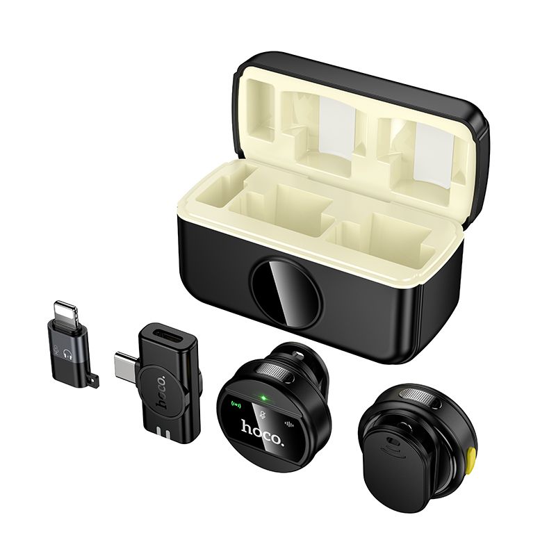 Wireless microphones 2in1 Lightning / USB C Hoco L22 black