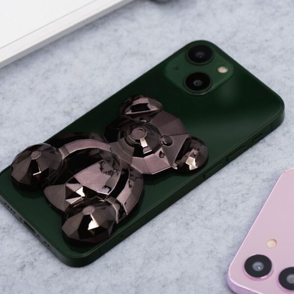 Phone stand BEAR - stick-on - black