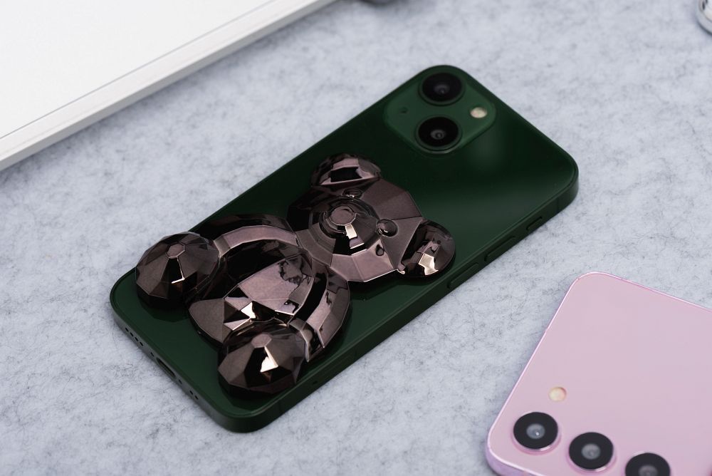 Phone stand BEAR - stick-on - black