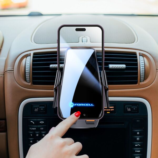 0a4a4a90b56684589e73488b8b889126 Forcell F-GRIP HS6 car holder with wireless charger with glass and air vent mount black