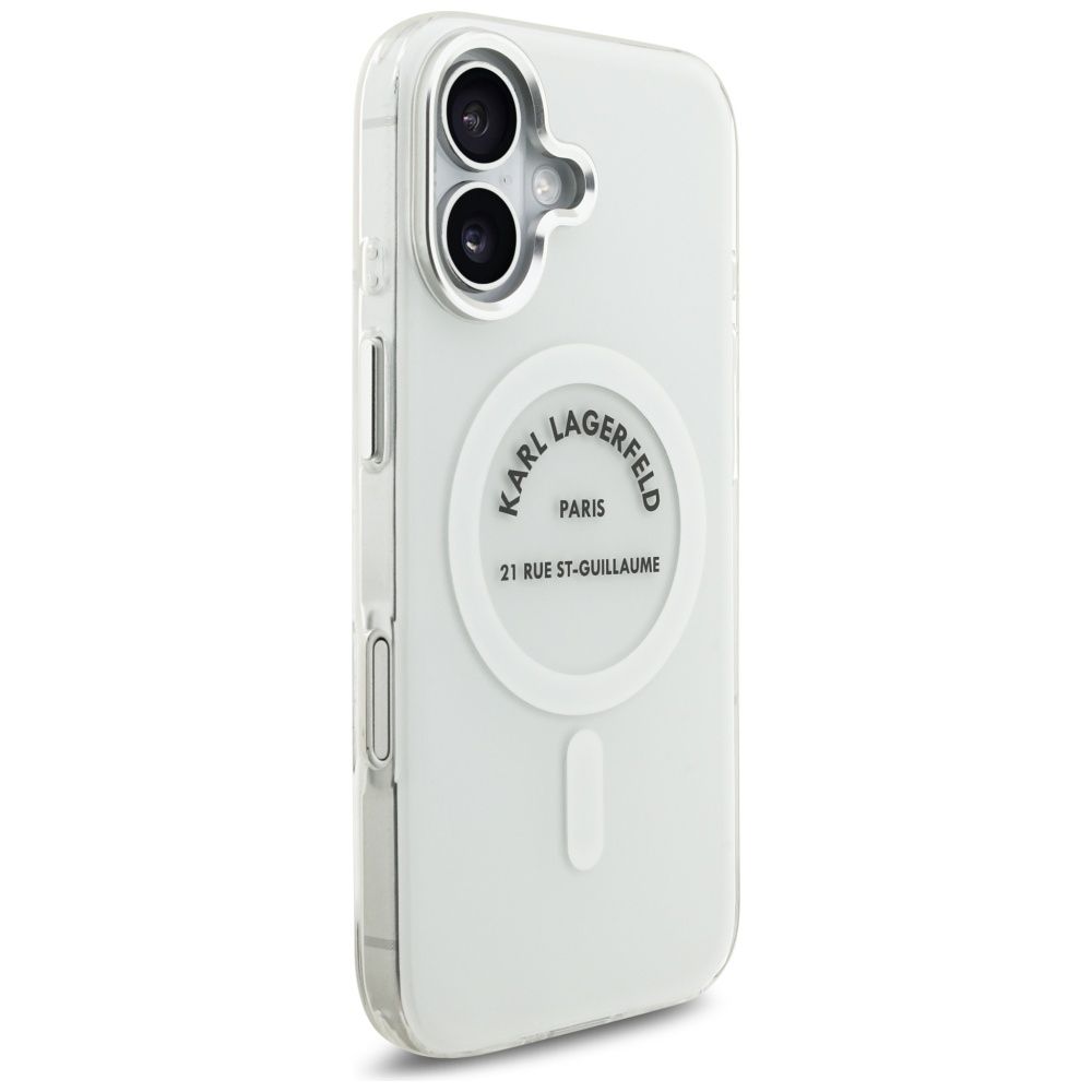 0a608ea9992b67a104db6054882ccc46 KARL LAGERFELD case for IPHONE 17 compatible with MagSafe KLHMP17SHKRSGPT (IML Karl RSG Logo) transparent