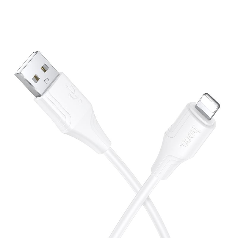 Silicone Cable USB A to Lightning Hoco 2,4A 1 m X124 white