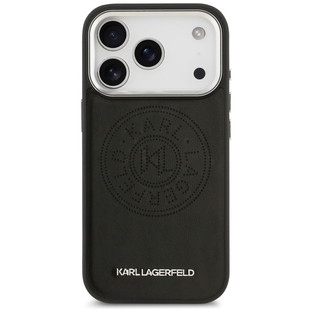0f58f92962e7bbd5f3514be61df2d744 KARL LAGERFELD case for IPHONE 17 Pro Max compatible with MagSafe KLHMP17XPSKRPMK (PU W/ Point & Metal Logo) black