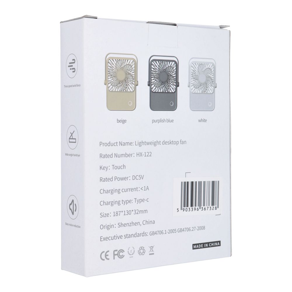 Desk fan with adjustable stand HX-122 white