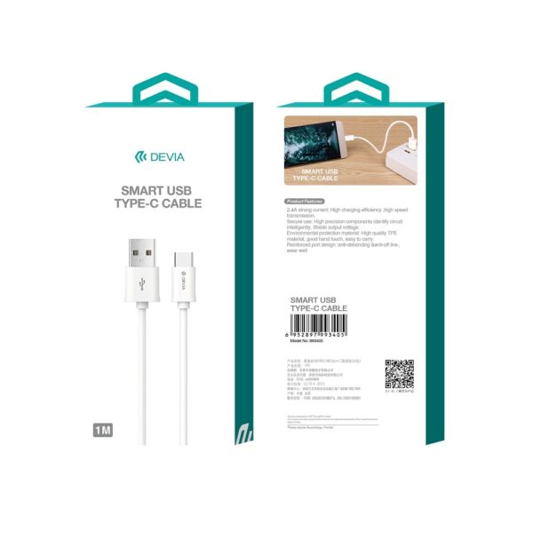 Devia cable Smart EC082 USB - USB-C 1,0 m 2,1A white