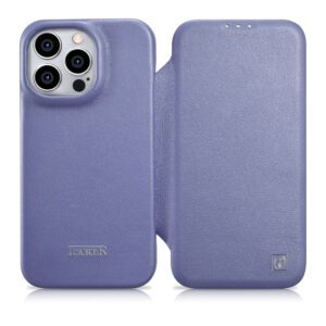 107151_1 iCarer CE Premium Leather Folio Case iPhone 14 Pro Magnetic Flip Leather Folio Case MagSafe Light Purple (WMI14220714-LP)eng
