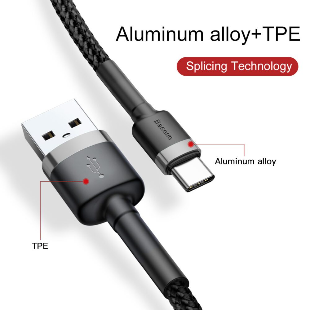 119706_oryg Baseus cable Cafule USB - USB-C 0,5 m 3A gray-black