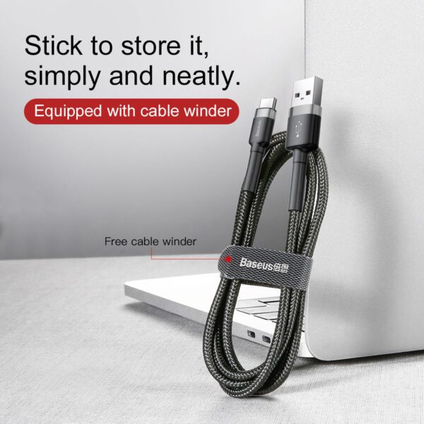Baseus cable Cafule USB - USB-C 0,5 m 3A gray-black