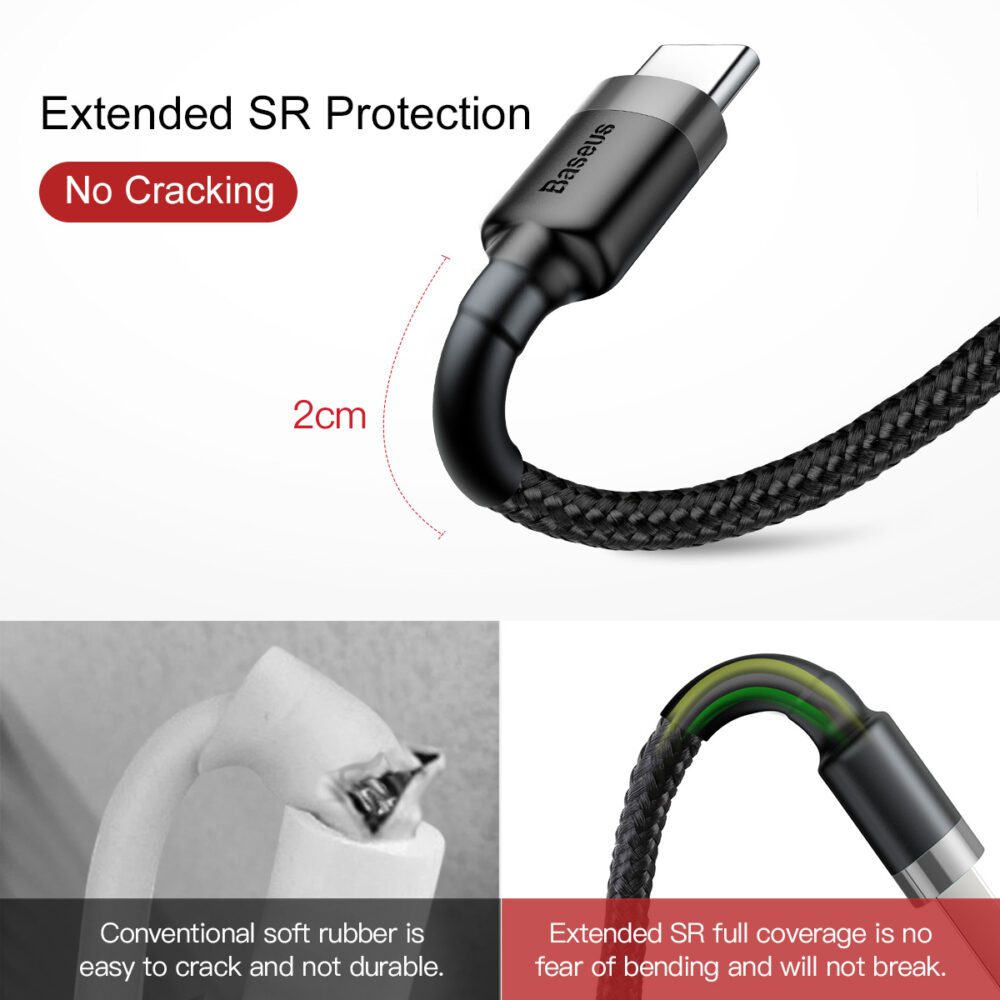 119709_oryg Baseus cable Cafule USB - USB-C 0,5 m 3A gray-black