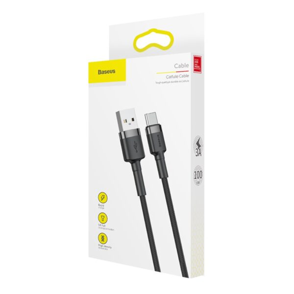 Baseus cable Cafule USB - USB-C 1,0 m 3A gray-black