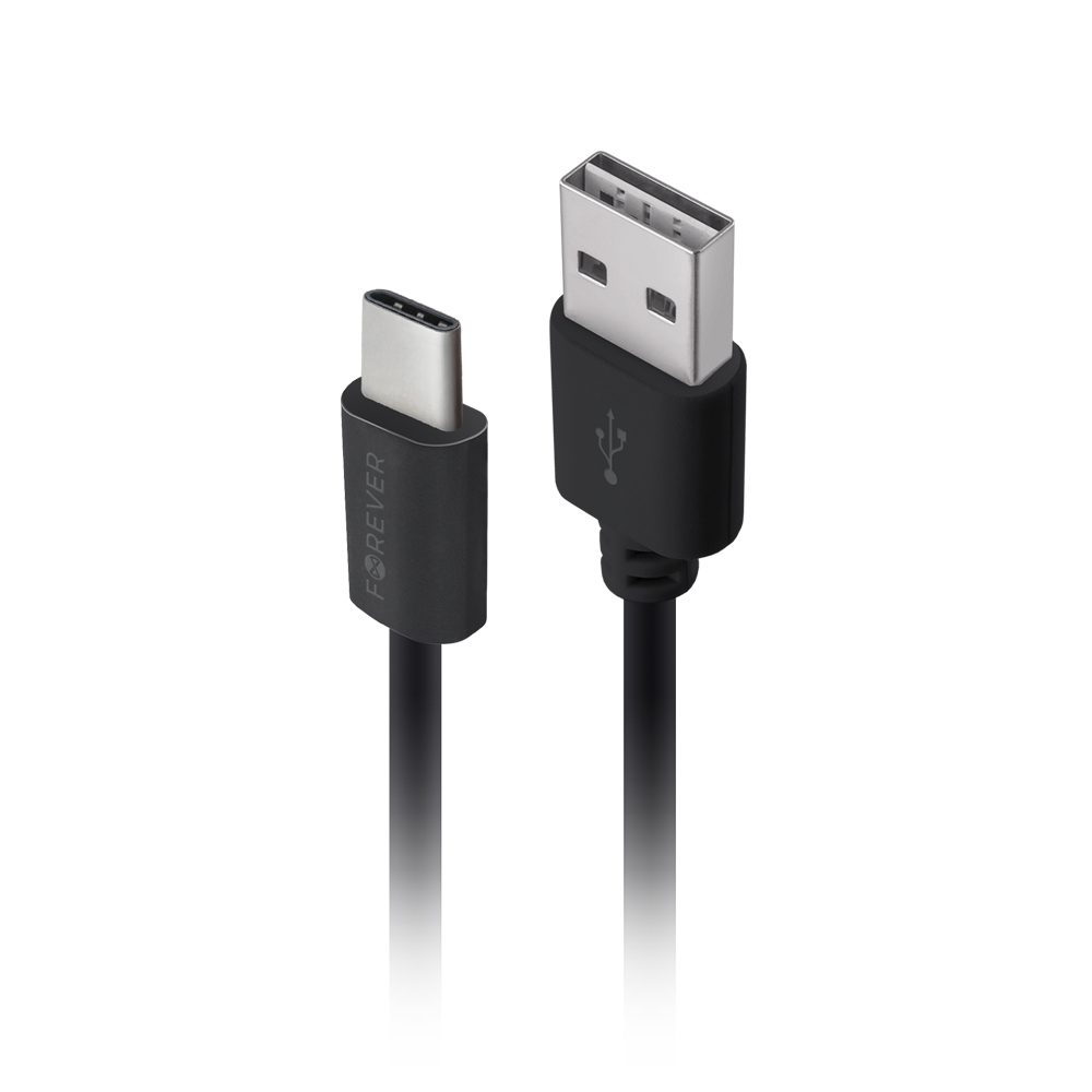 122158_oryg Forever M02 car charger 1x USB 2A black + USB-C cable