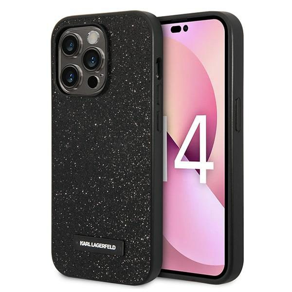 Karl Lagerfeld KLHCP14LG2ELK iPhone 14 Pro 6.1 "hardcase black / black Glitter Plaque Logoeng