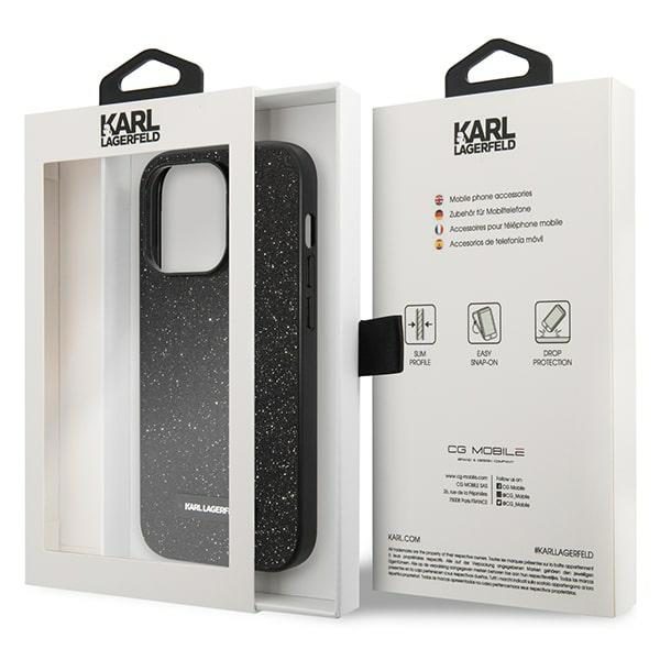 Karl Lagerfeld KLHCP14LG2ELK iPhone 14 Pro 6.1 "hardcase black / black Glitter Plaque Logoeng